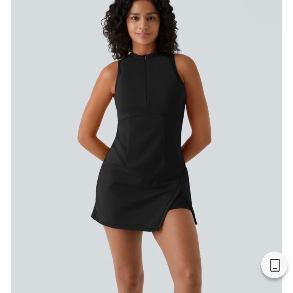 HALARA Black High-Neck Mini Dress